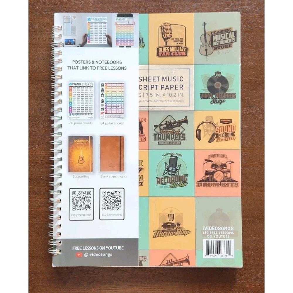 Blank Sheet Music Notebook: Music Manuscript Paper / White Marble Blank Sheet